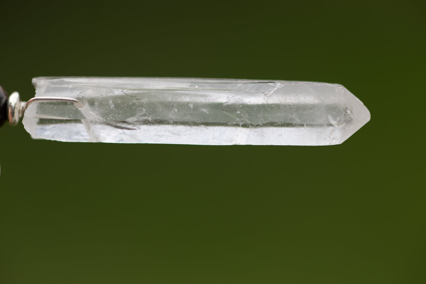 Green Fluorite, Blue Tiger Eye, Single Termination Clear Quartz Crystal, and Sterling Silver Double-sided Pendulum