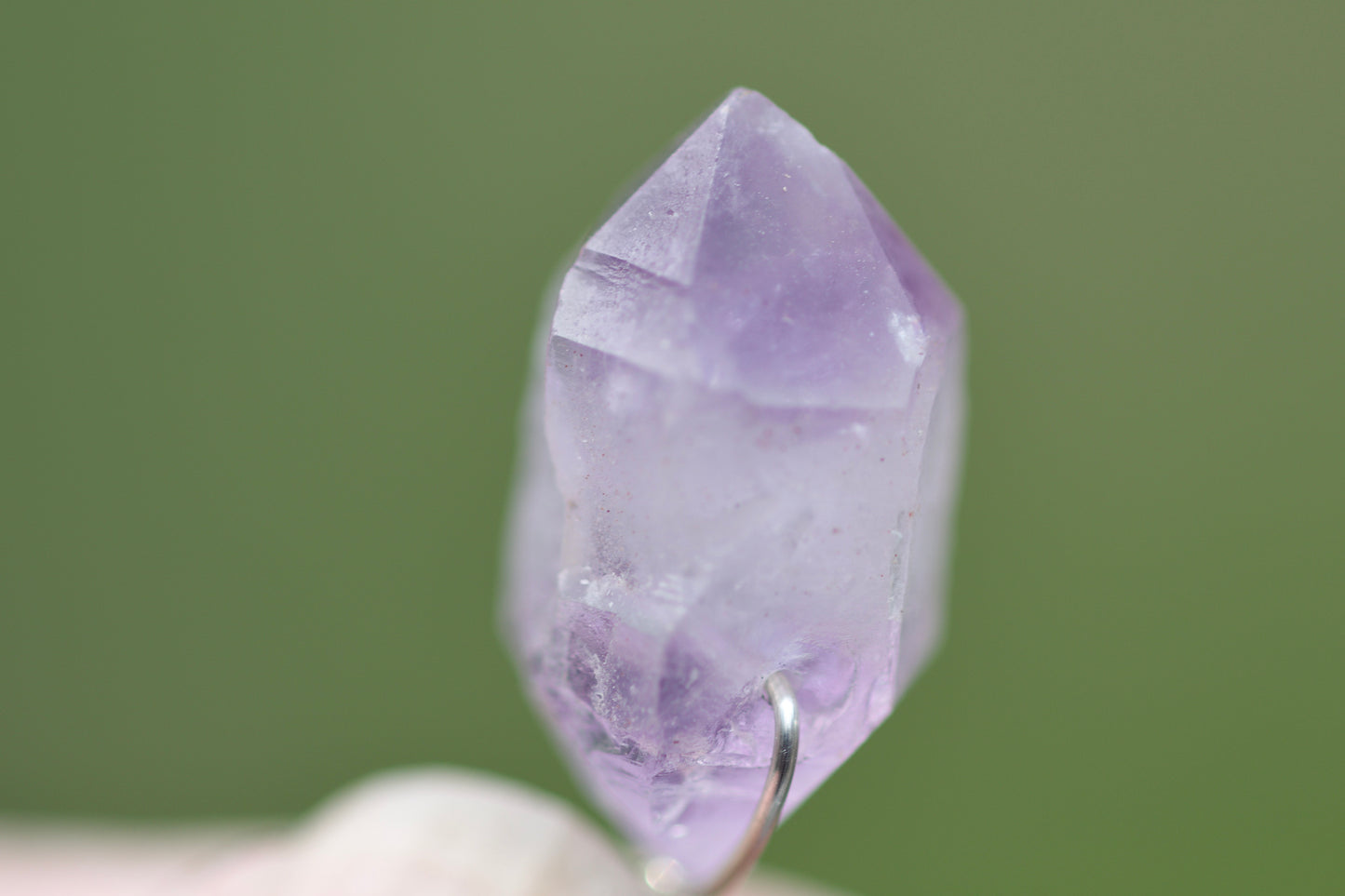 Double Termination Amethyst Crystal, Labradorite, and Sterling Silver Pendant Necklace