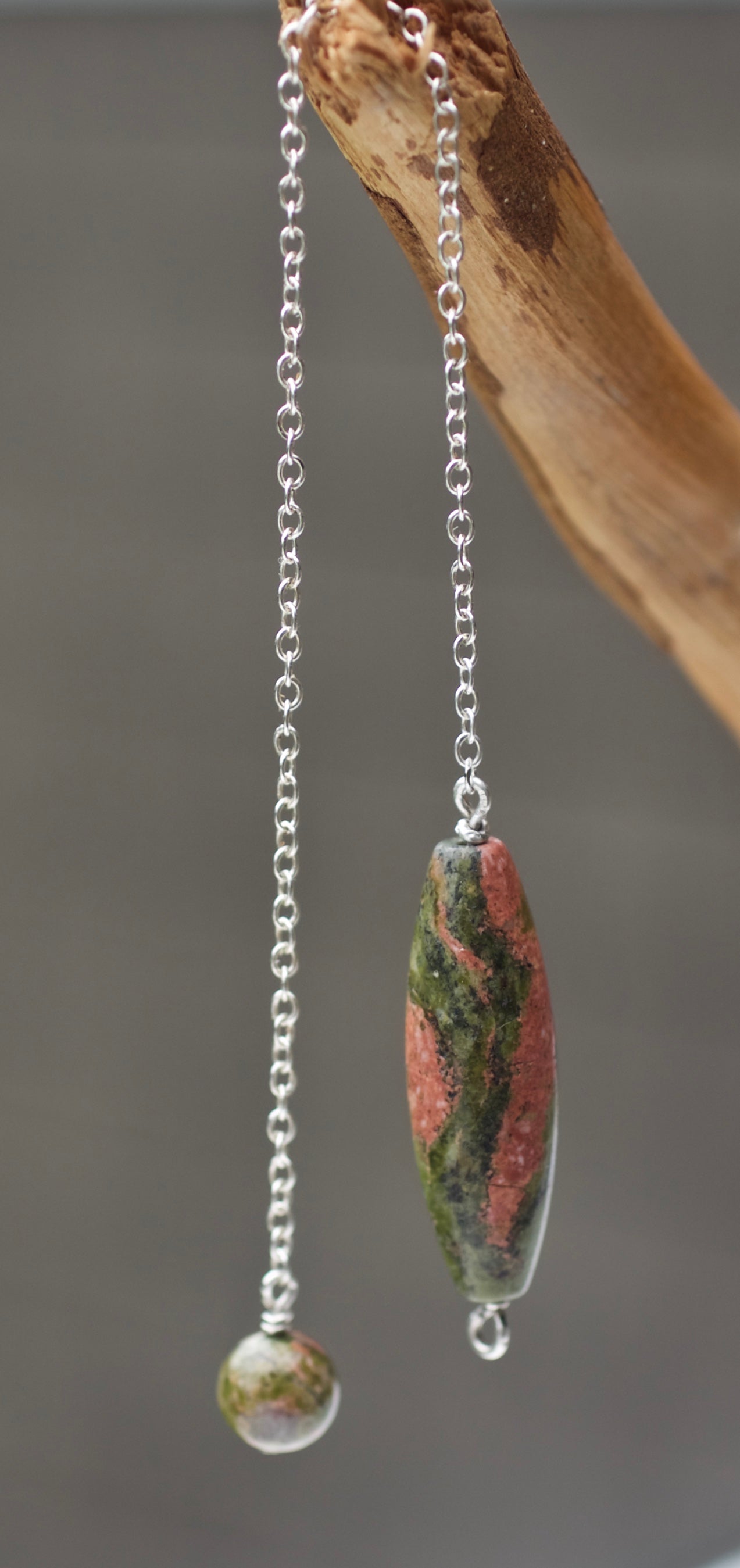 Unakite and Sterling Silver Double-sided Pendulum