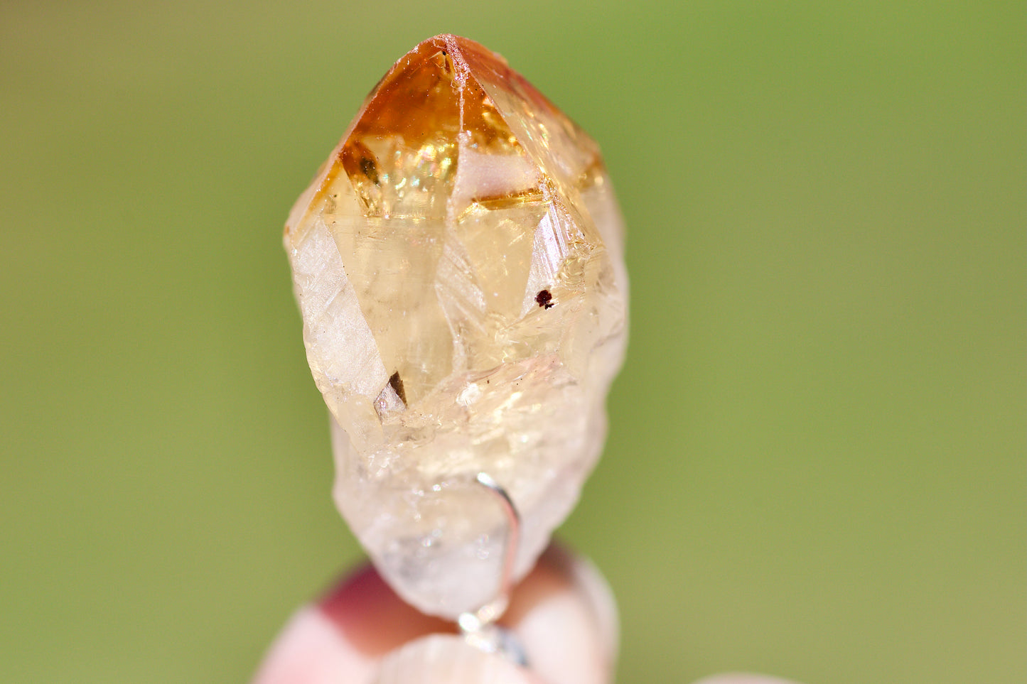 Dravite (Brown Tourmaline), Citrine Crystal Point, Thai and Sterling Silver Pendulum
