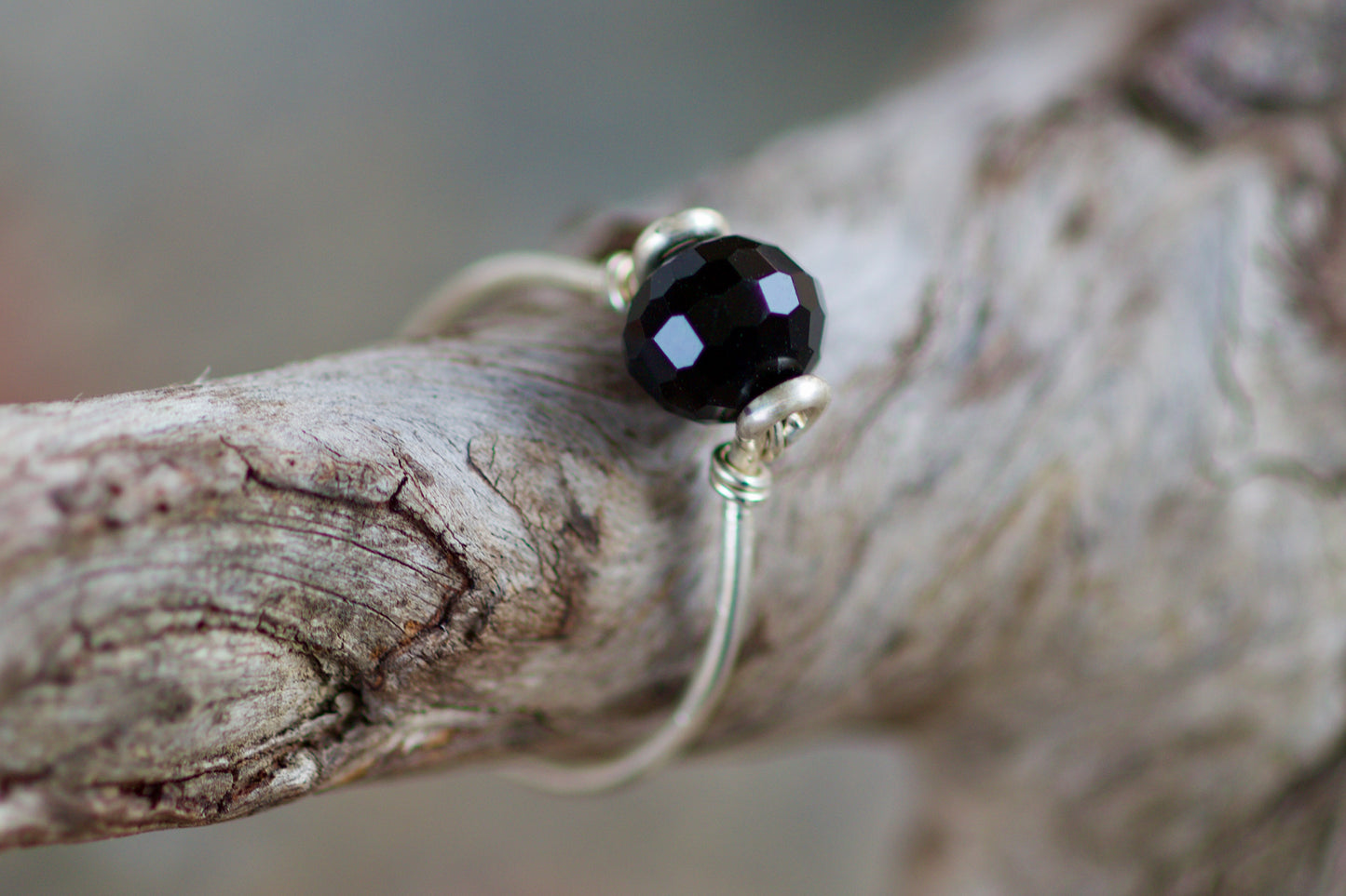 Faceted Garnet and Sterling Silver Wire Ring, size 10.25