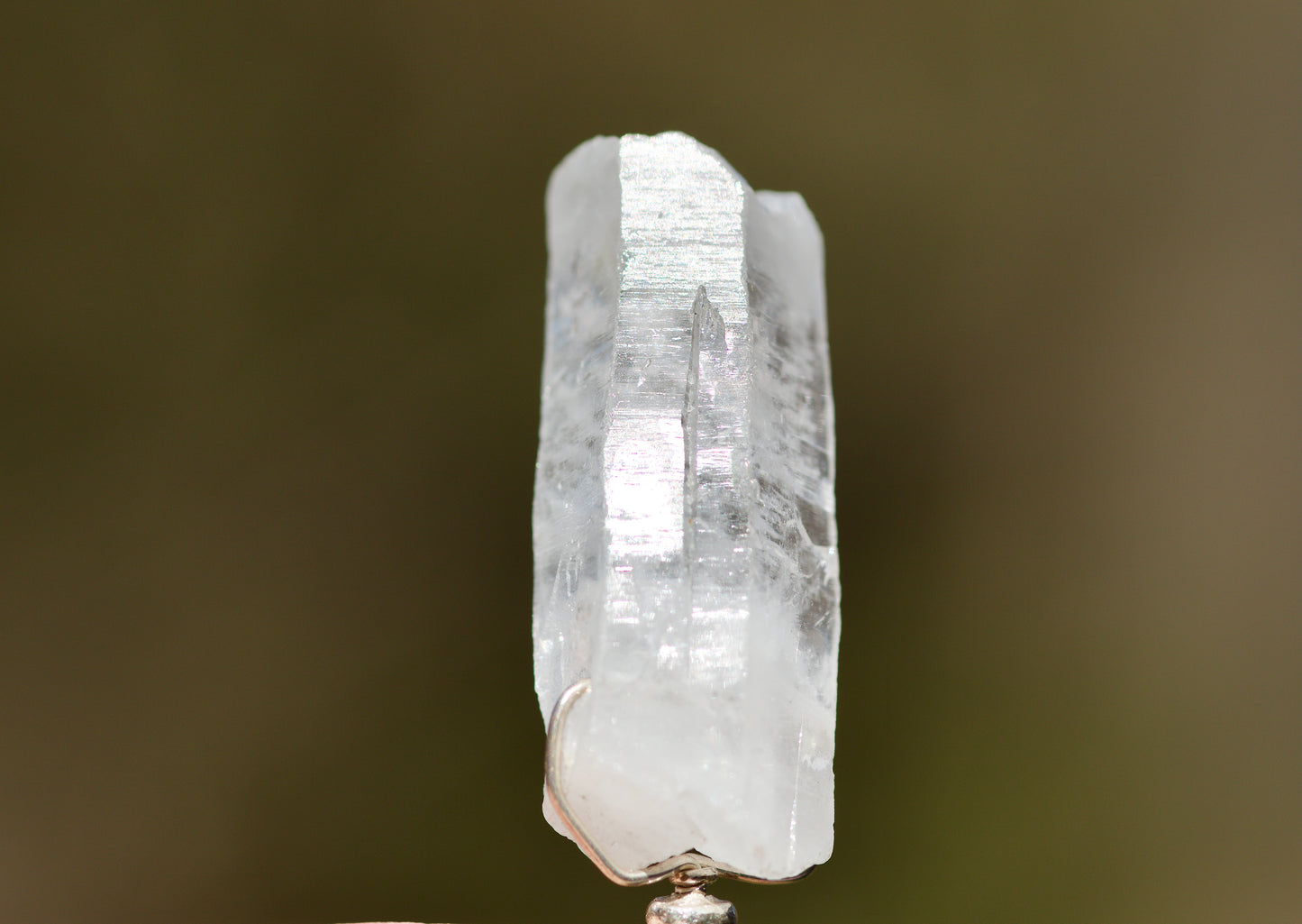 Black Banded Agate, Obsidian, Clear Quartz Warrior and Dolphin Crystal, and Sterling Silver Double-sided Pendulum