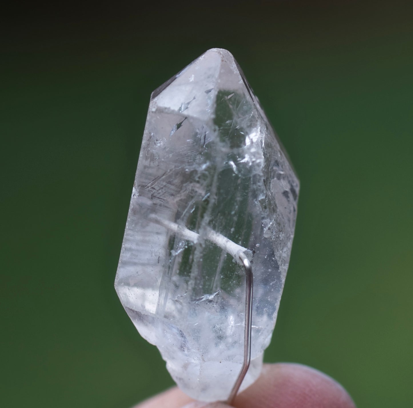 Double Termination Clear Quartz Warrior Crystal, Botswana Agate, and Sterling Silver Double-sided Pendulum