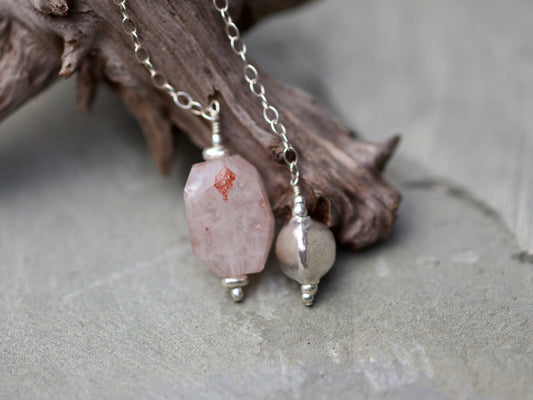 Hematite Quartz, Thai and Sterling Silver Double-sided Pendulum