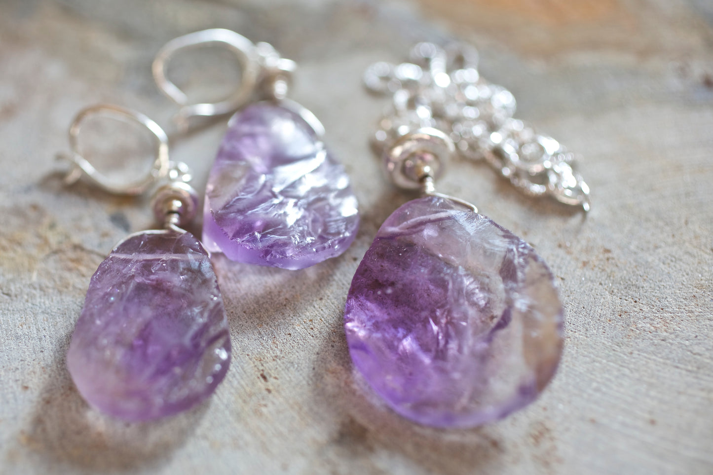 Ametrine, Thai and Sterling Silver Earrings and Pendant Necklace Set