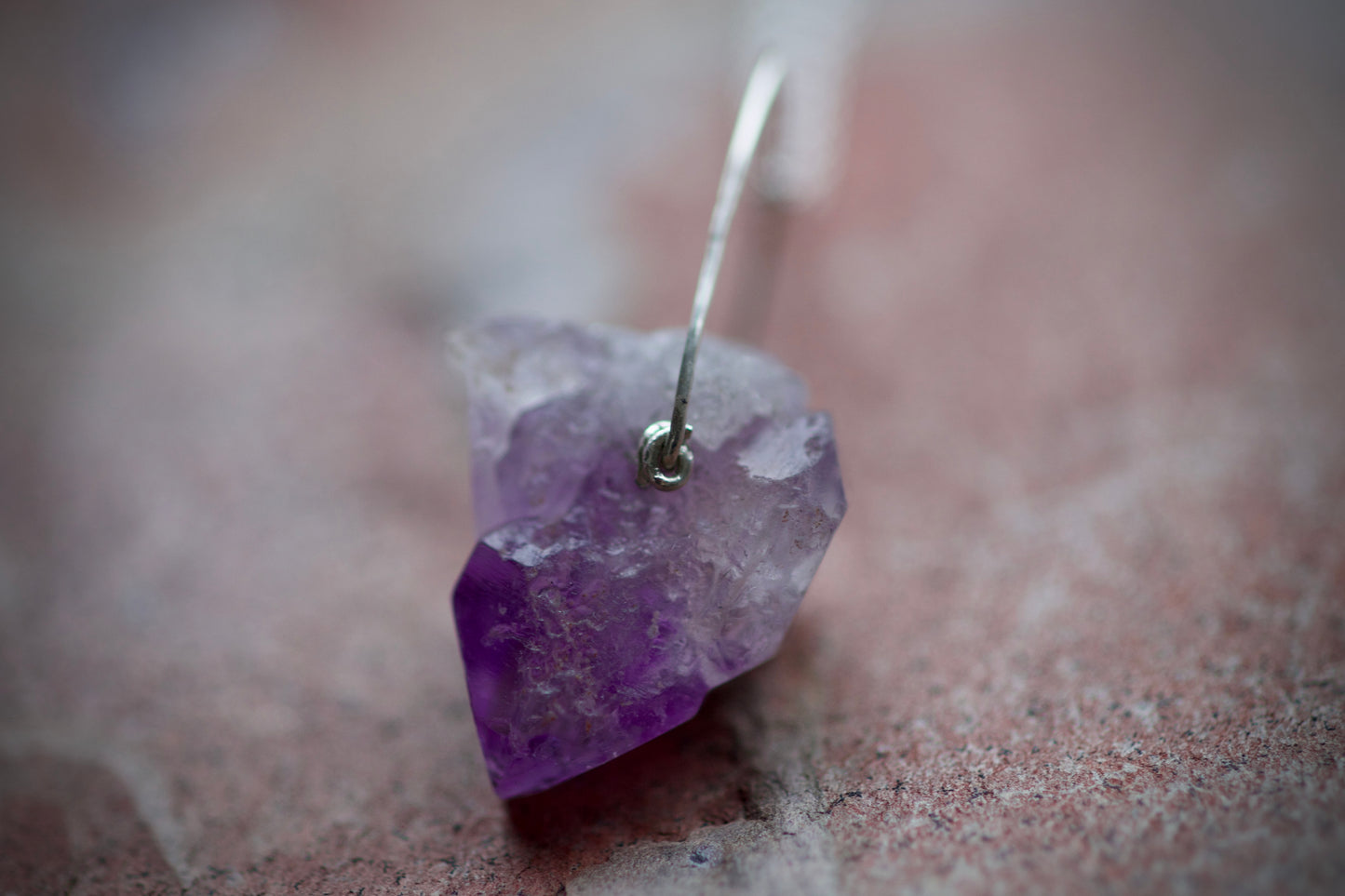 Petite Double Termination Amethyst Crystal and Sterling Silver Pendant Necklace