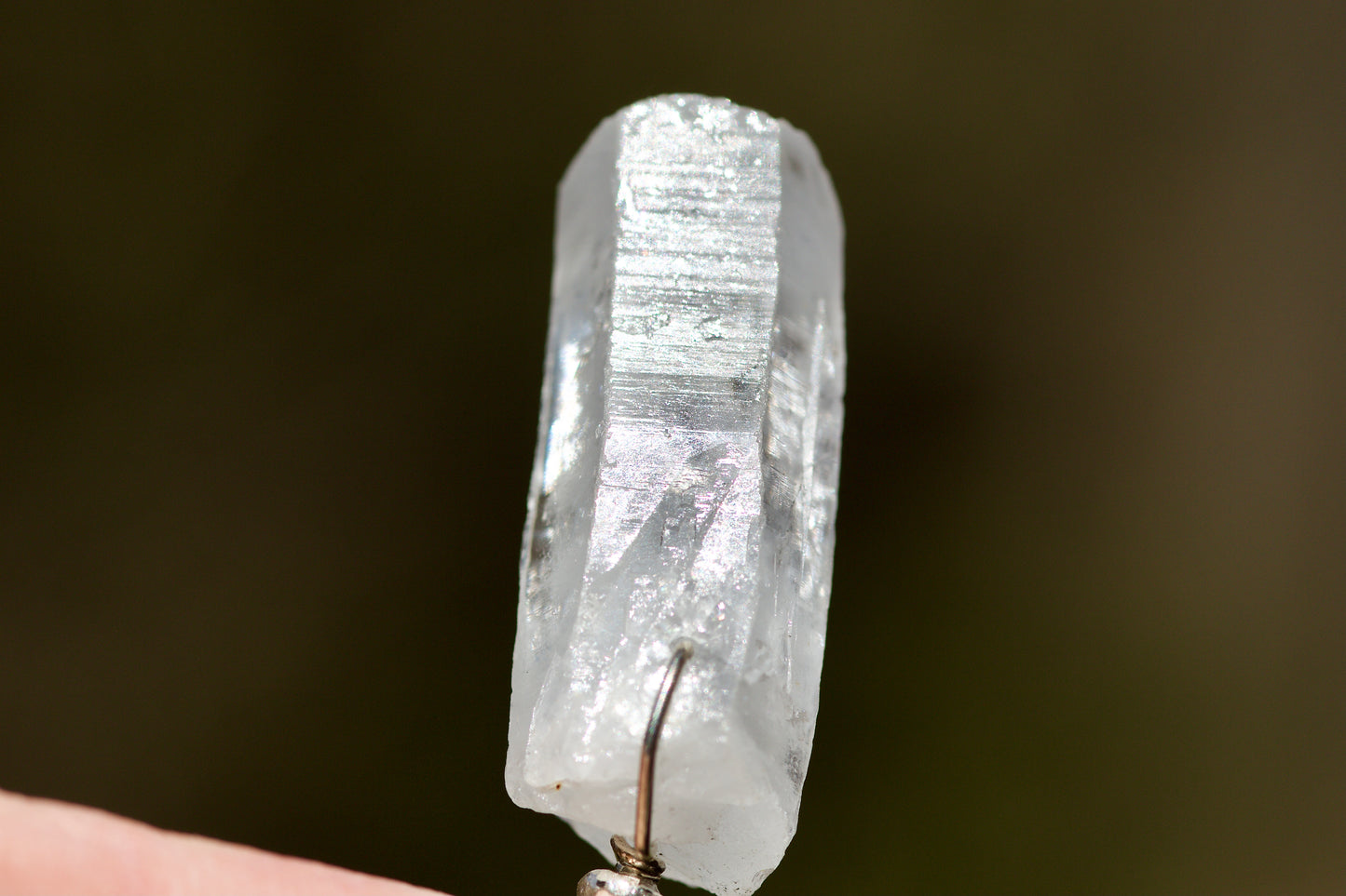 Black Banded Agate, Obsidian, Clear Quartz Warrior and Dolphin Crystal, and Sterling Silver Double-sided Pendulum