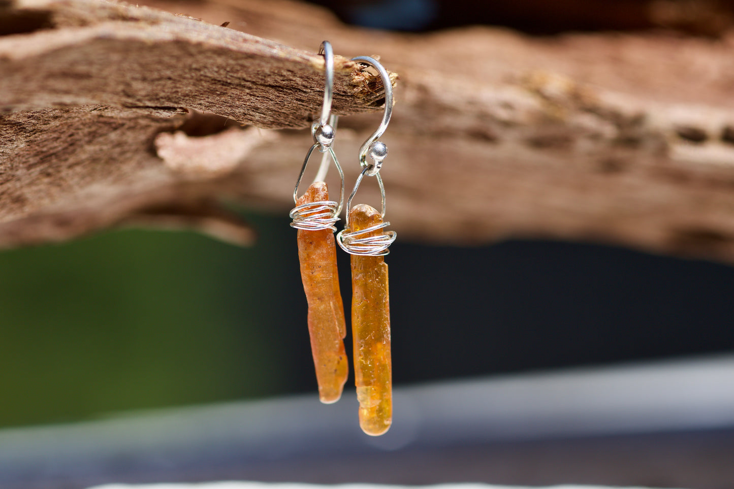 Orange Kyanite and Sterling Silver Earrings