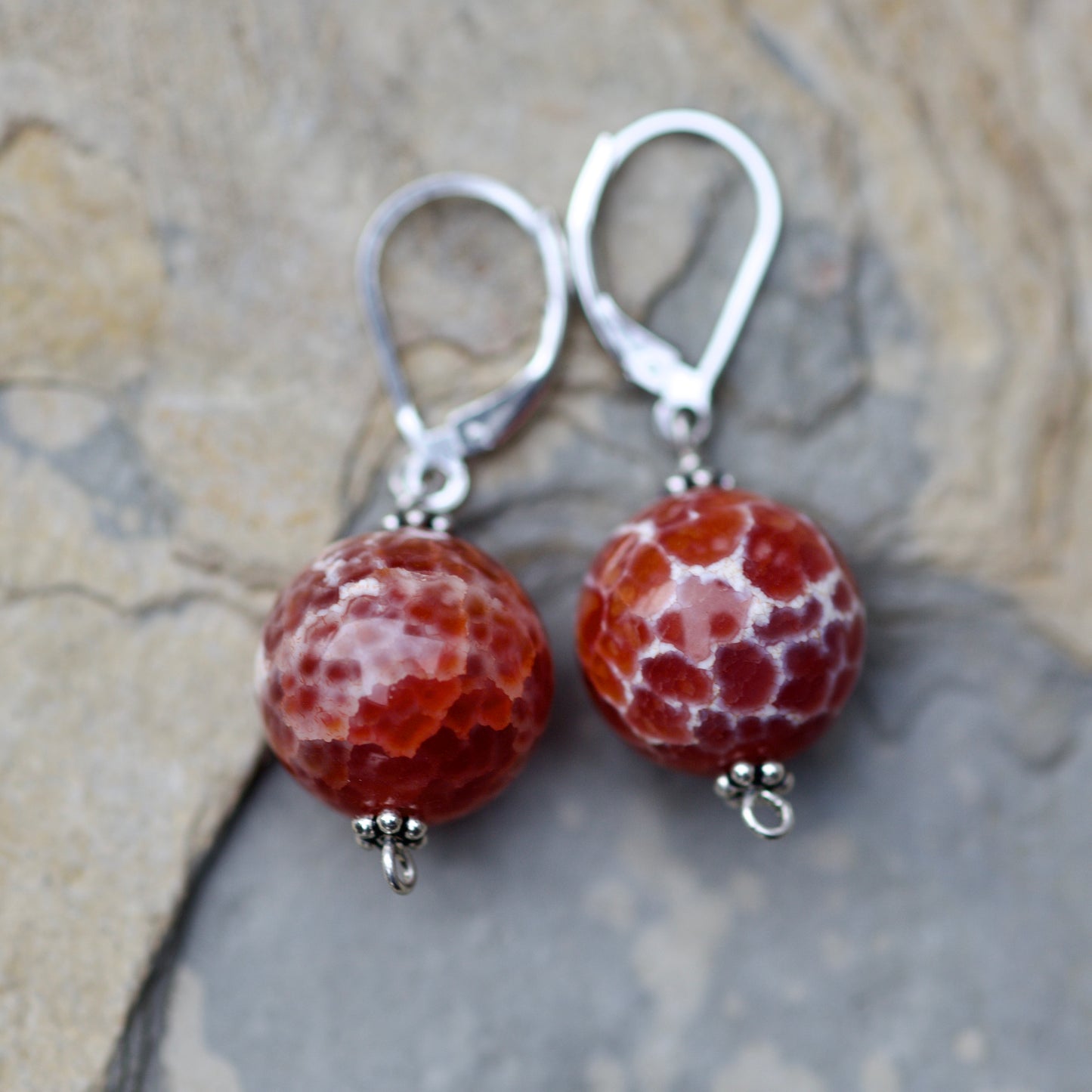 Snakeskin Agate and Sterling Silver Earrings