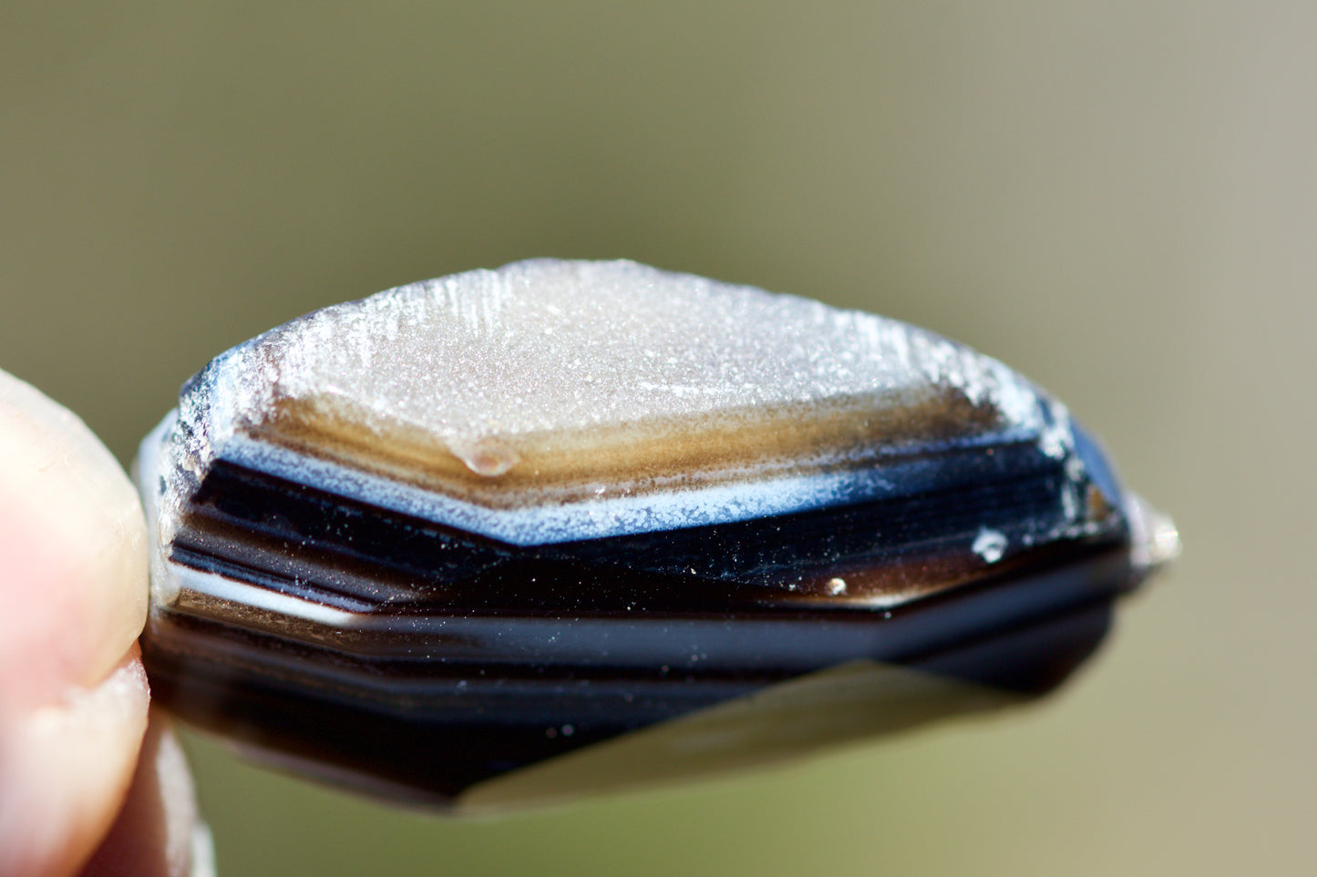 Black Banded Agate, Obsidian, Clear Quartz Warrior and Dolphin Crystal, and Sterling Silver Double-sided Pendulum