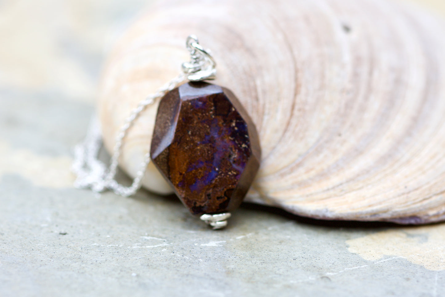 Boulder Opal, Thai and Sterling Silver Pendant Necklace