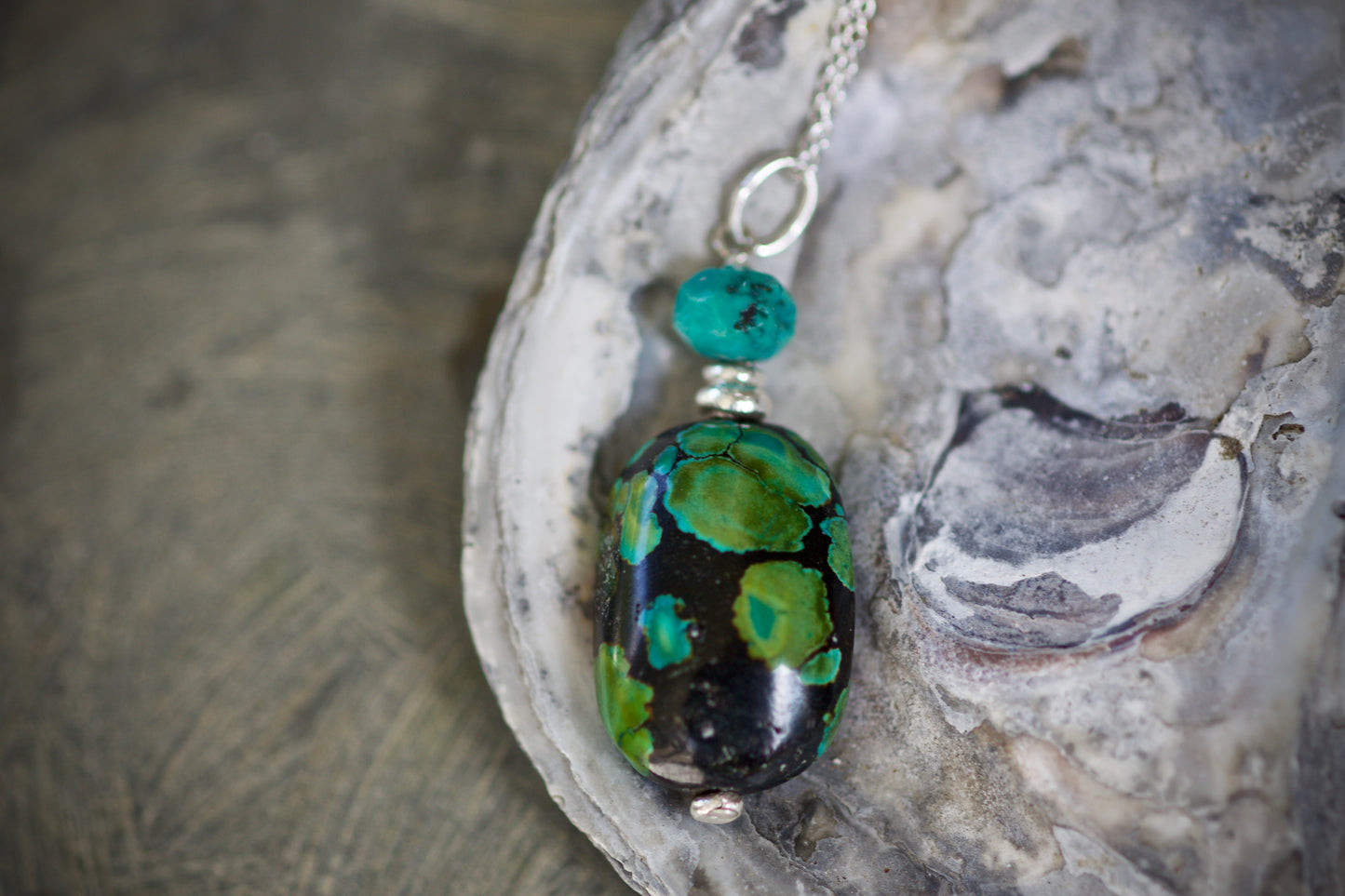 Turquoise, Thai and Sterling Silver Pendant Necklace