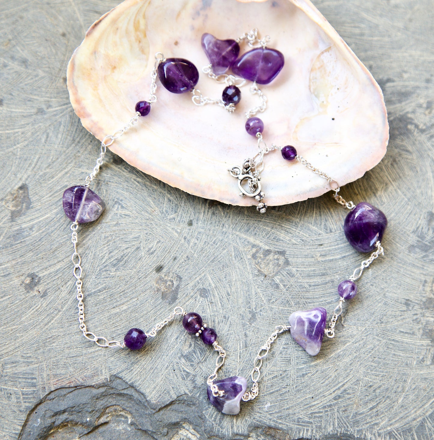 Amethyst and Sterling Silver Necklace