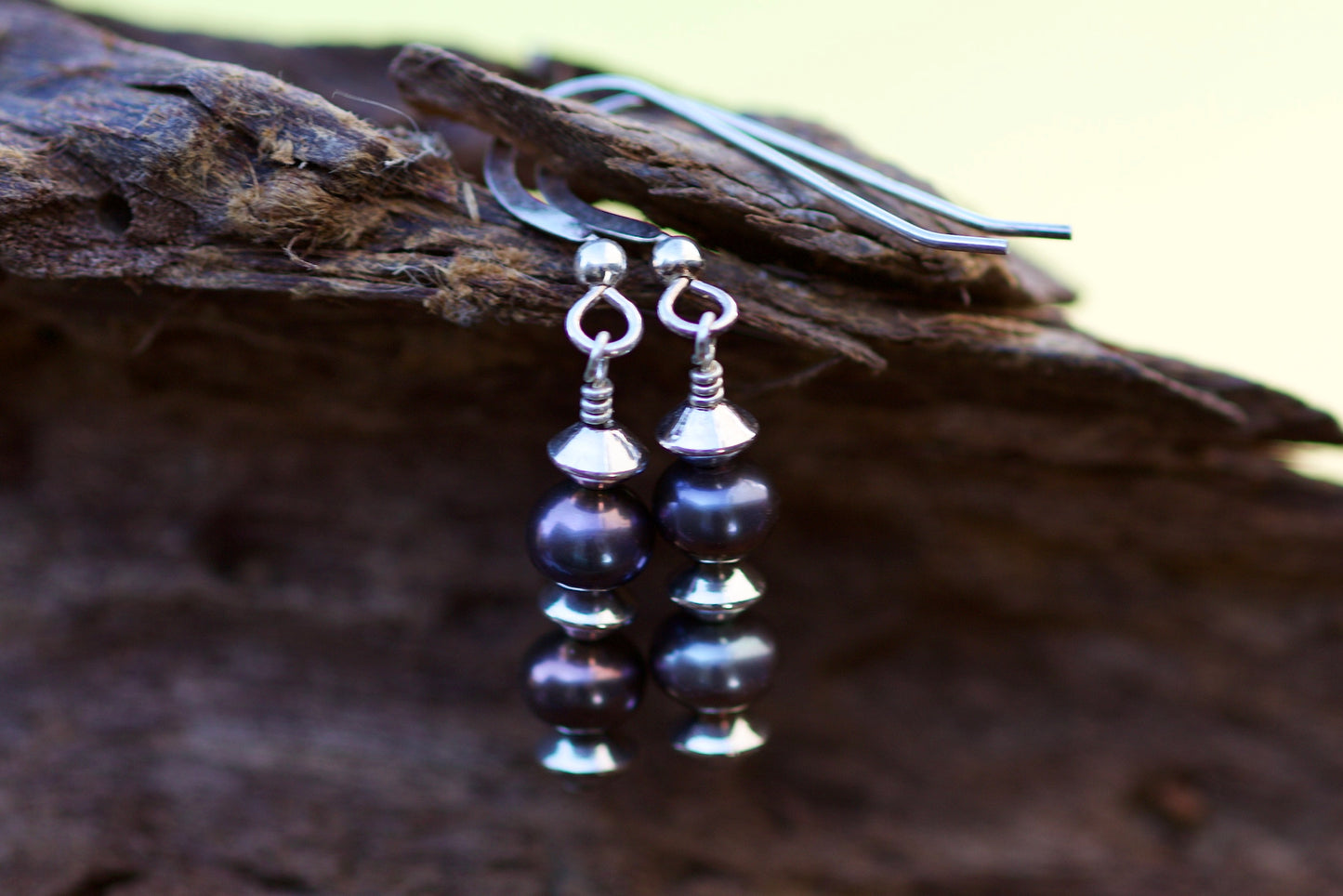 Peacock Freshwater Pearl and Sterling Silver Earrings