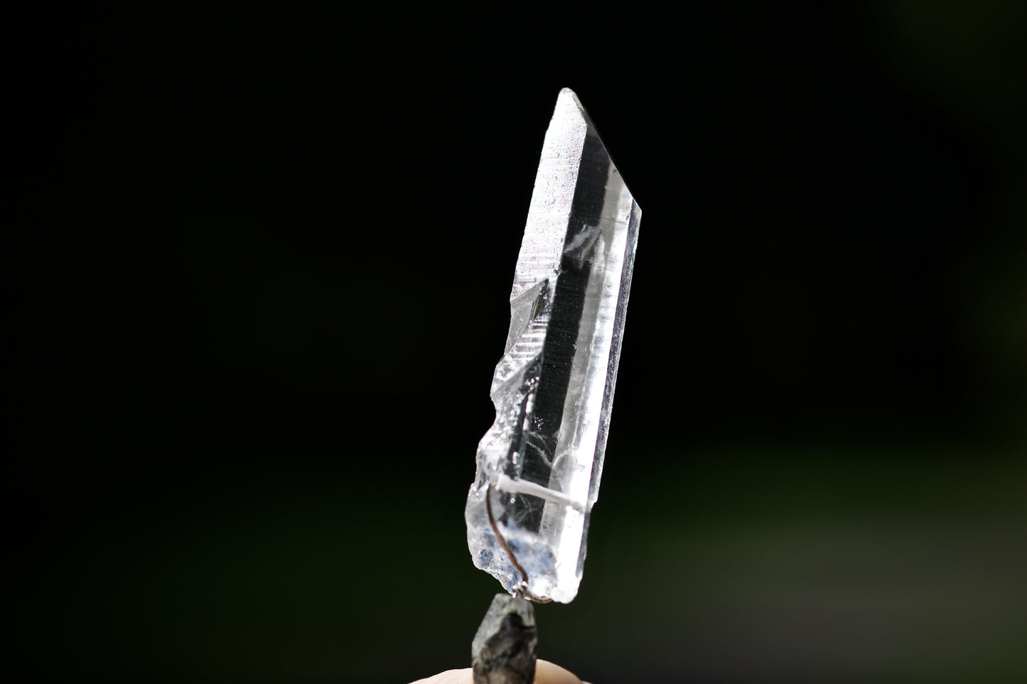 Red Coral, Onyx, Tourmalinated Quartz, Single Termination Clear Quartz Shovel Crystal, and Sterling Silver Double-sided Pendulum