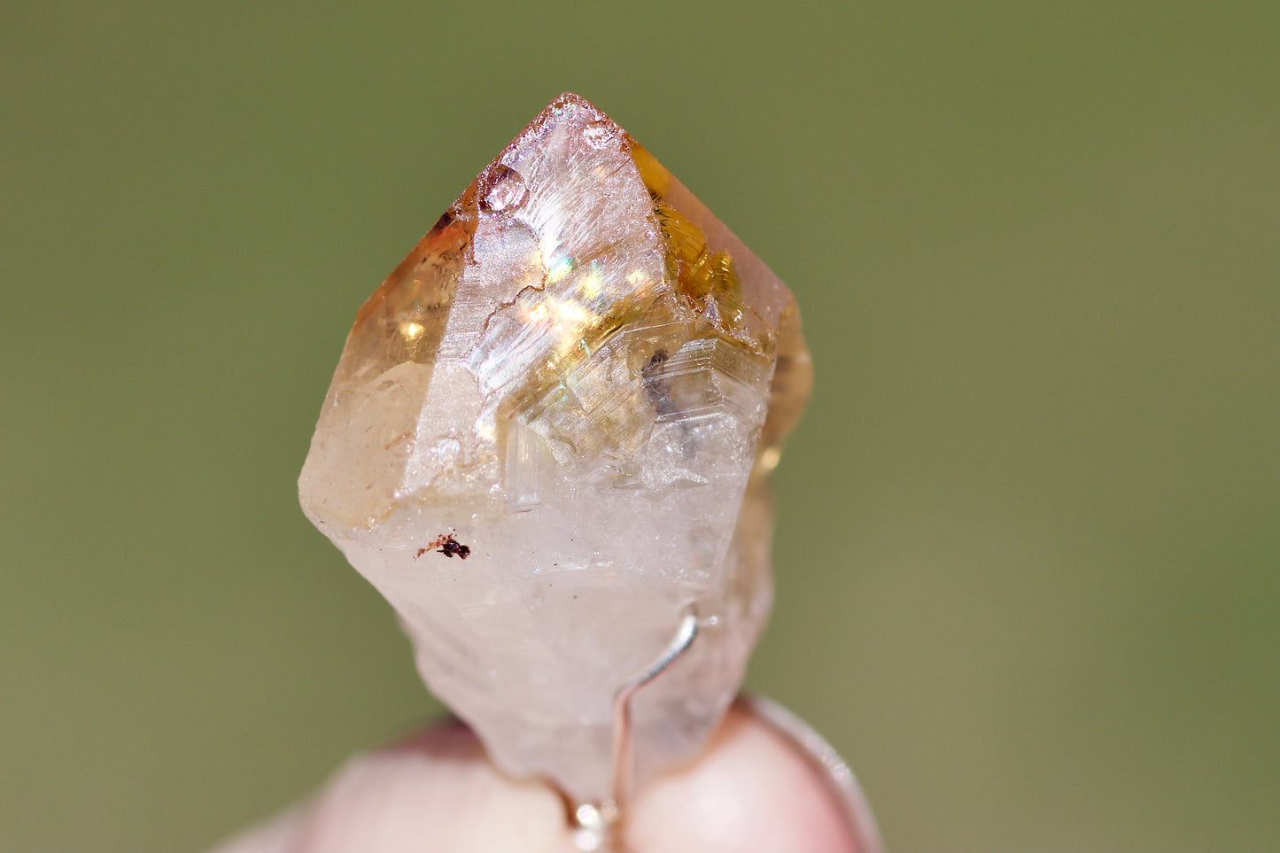 Dravite (Brown Tourmaline), Citrine Crystal Point, Thai and Sterling Silver Pendulum