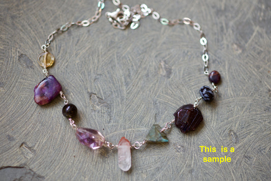 AstroStones Enhanced Gemstone and Sterling Silver Necklace