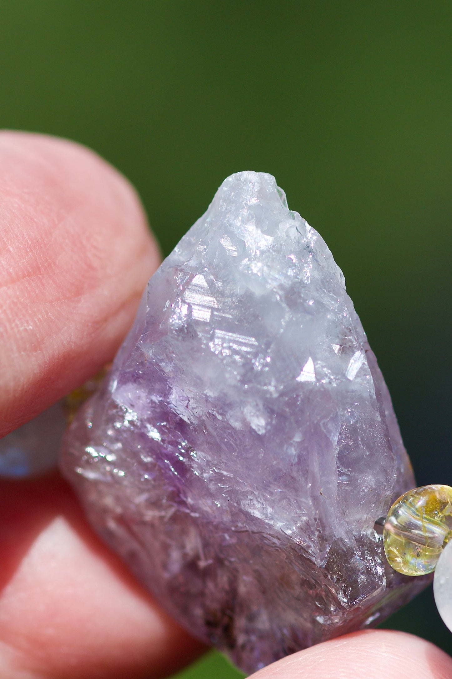 Amethyst Crystal Point with Inclusions, Clear Quartz, Milky Quartz, Iolite, and Sterling Silver Necklace