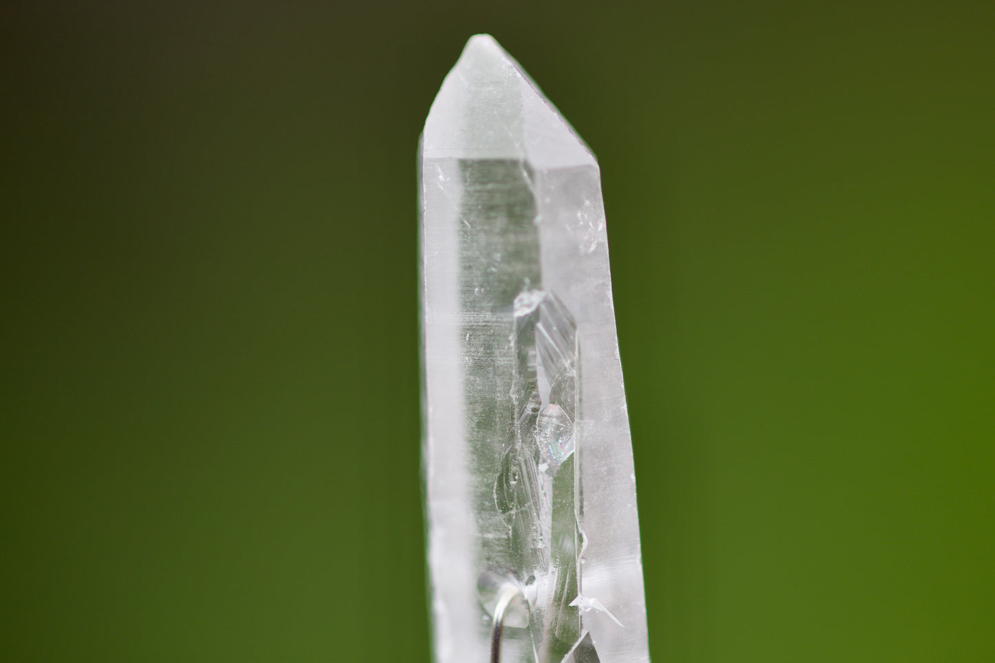 Clear Quartz Crystal Point, Red Coral, Black Tourmaline, and Sterling Silver Pendant on a Leather Cord Necklace