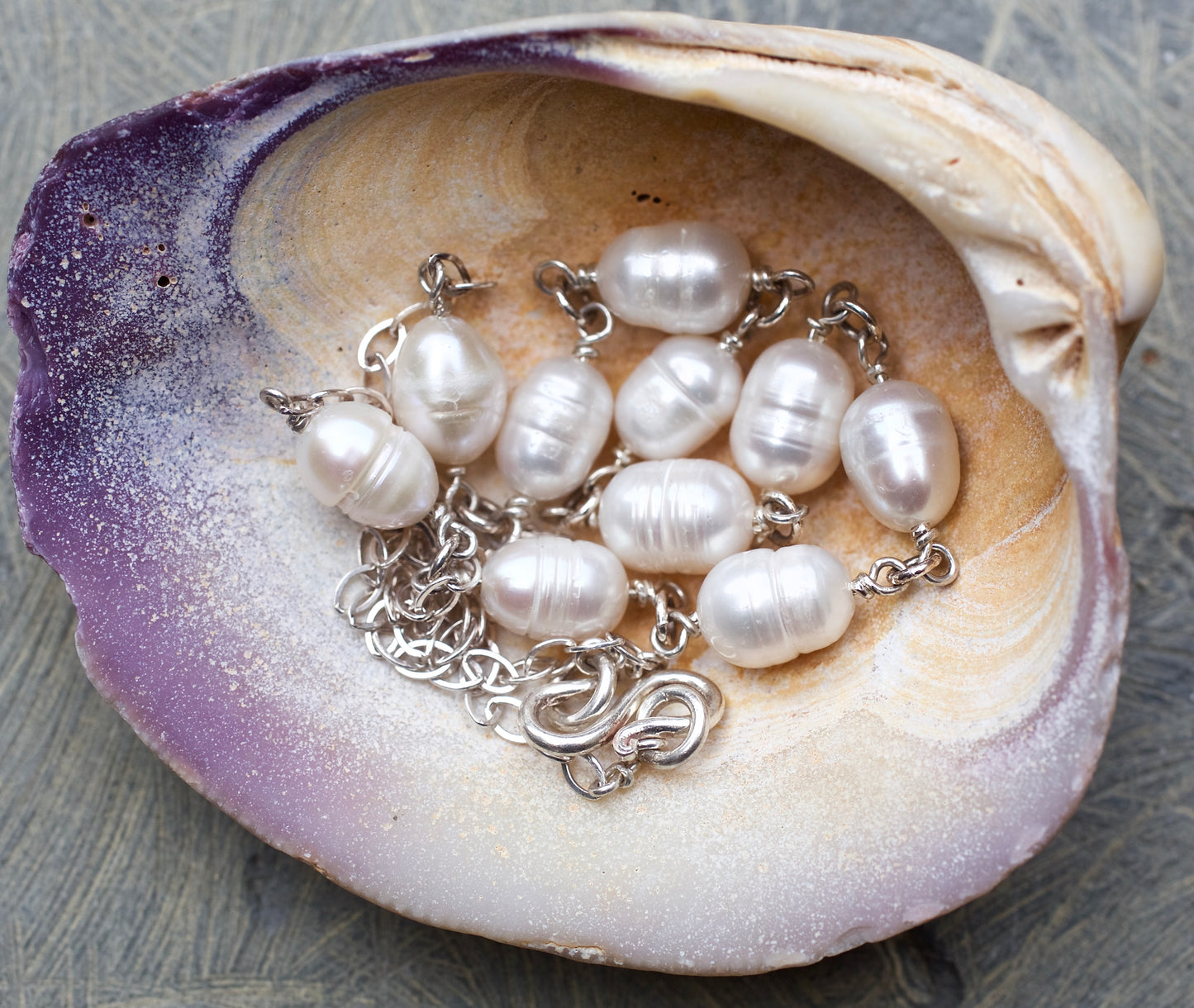 Freshwater Ring Pearls and Sterling Silver Choker Necklace