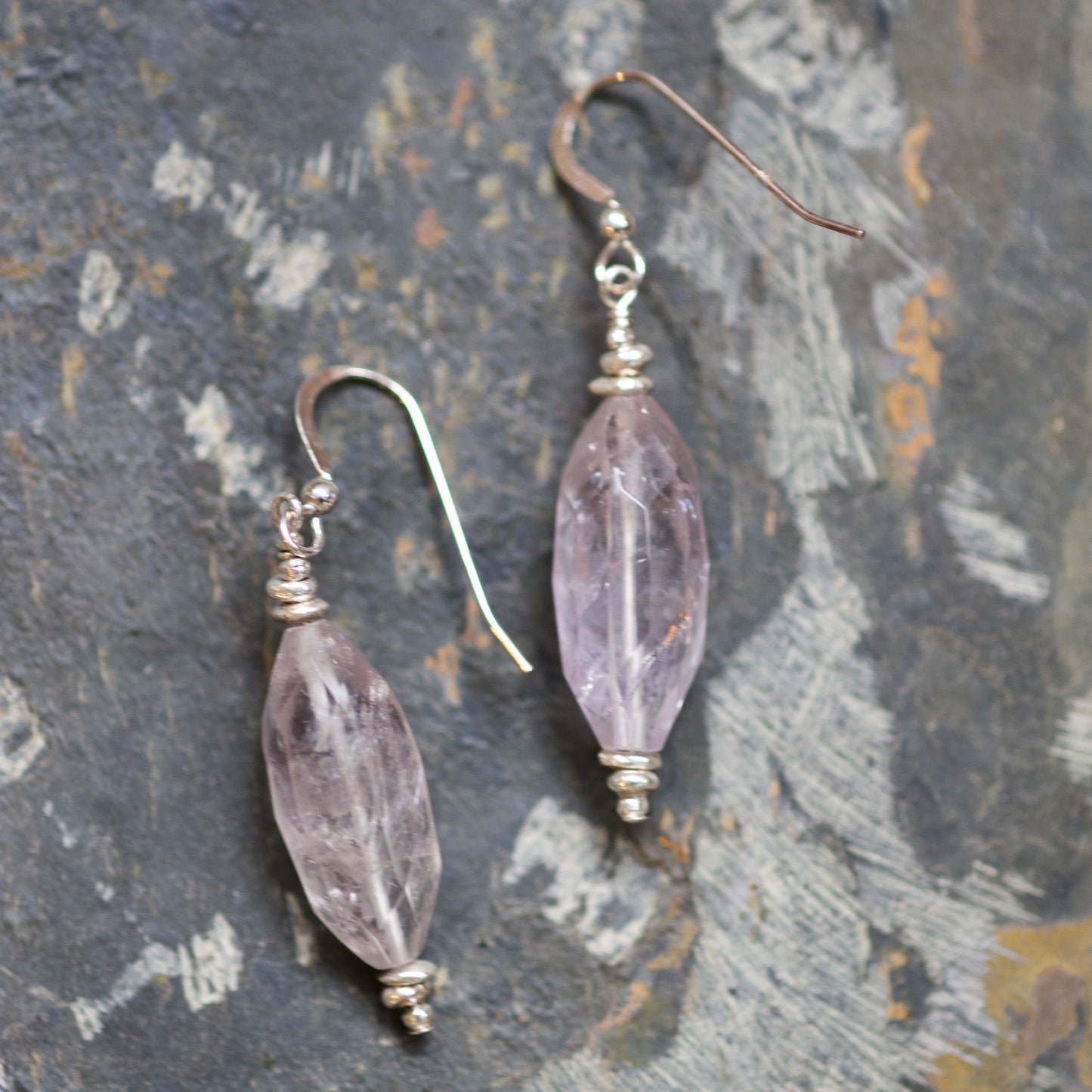 Pale Amethyst, Thai and Sterling Silver Earrings