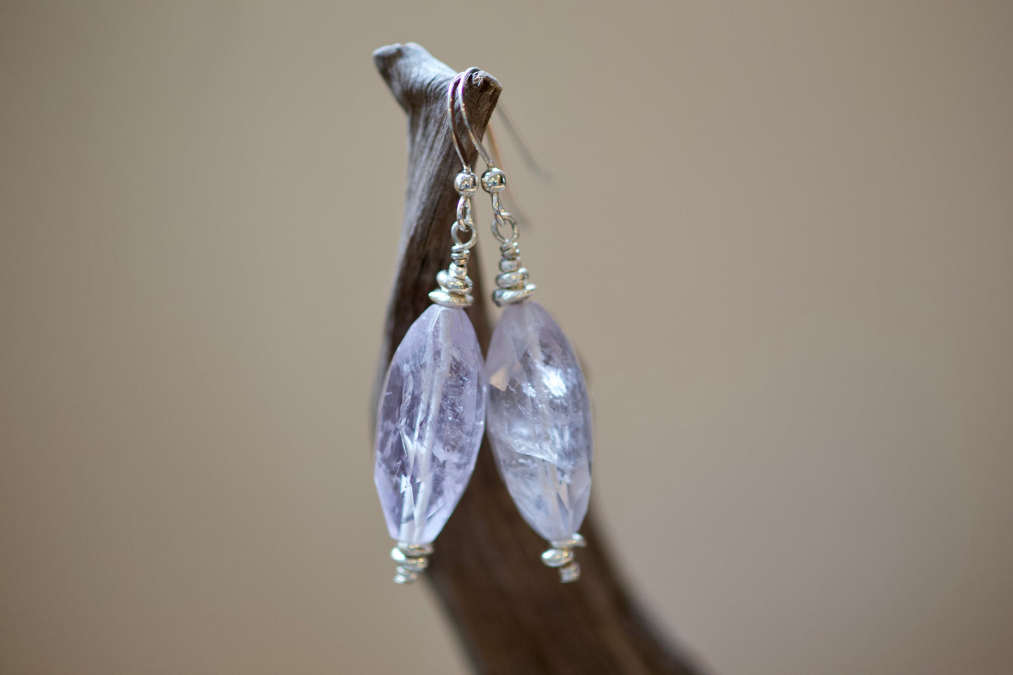 Pale Amethyst, Thai and Sterling Silver Earrings