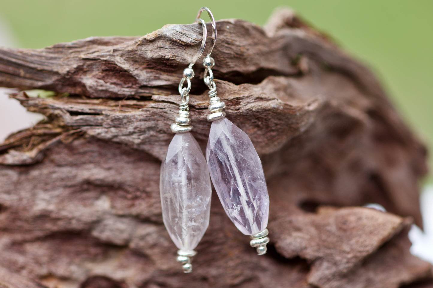 Pale Amethyst, Thai and Sterling Silver Earrings