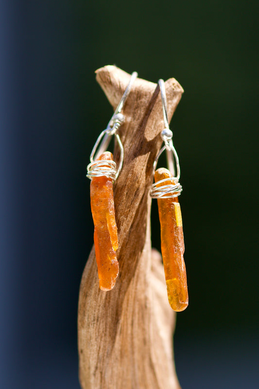 Orange Kyanite and Sterling Silver Earrings