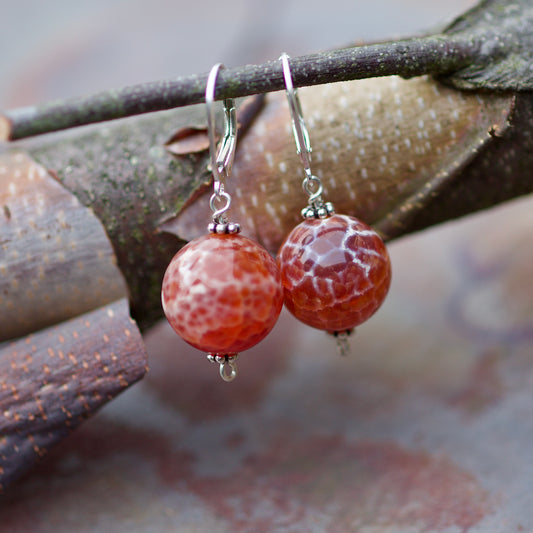 Snakeskin Agate and Sterling Silver Earrings