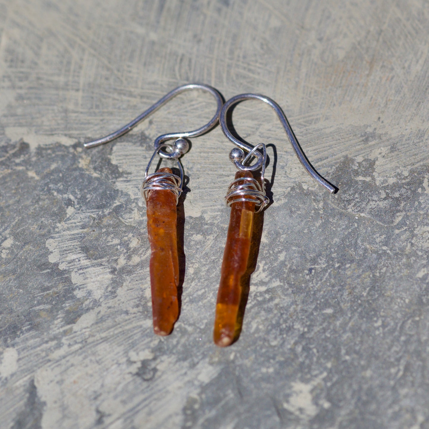 Orange Kyanite and Sterling Silver Earrings