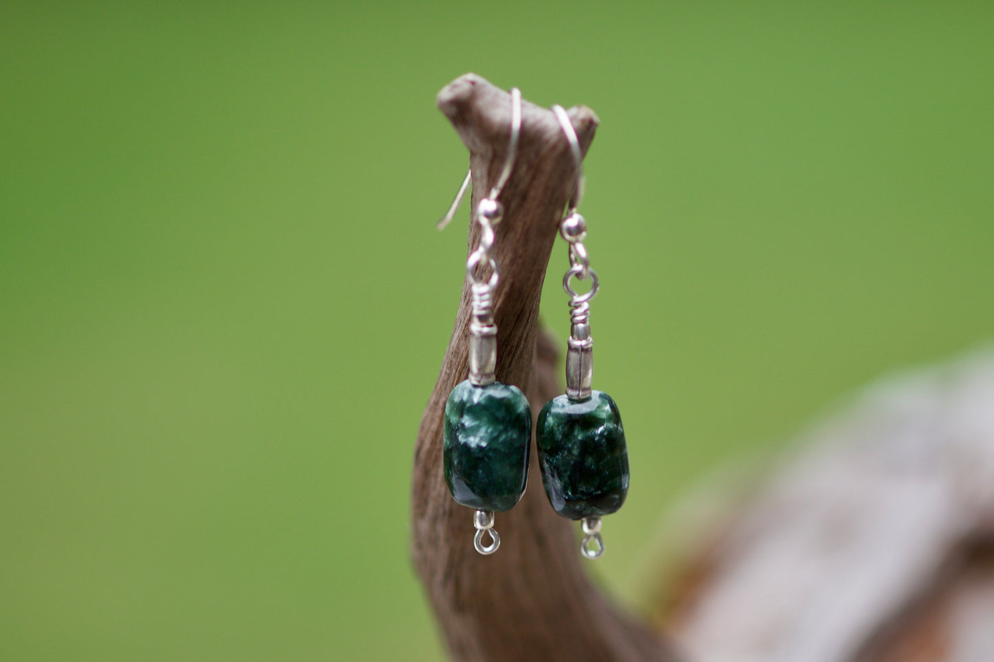 Seraphinite, Thai and Sterling Silver Earrings