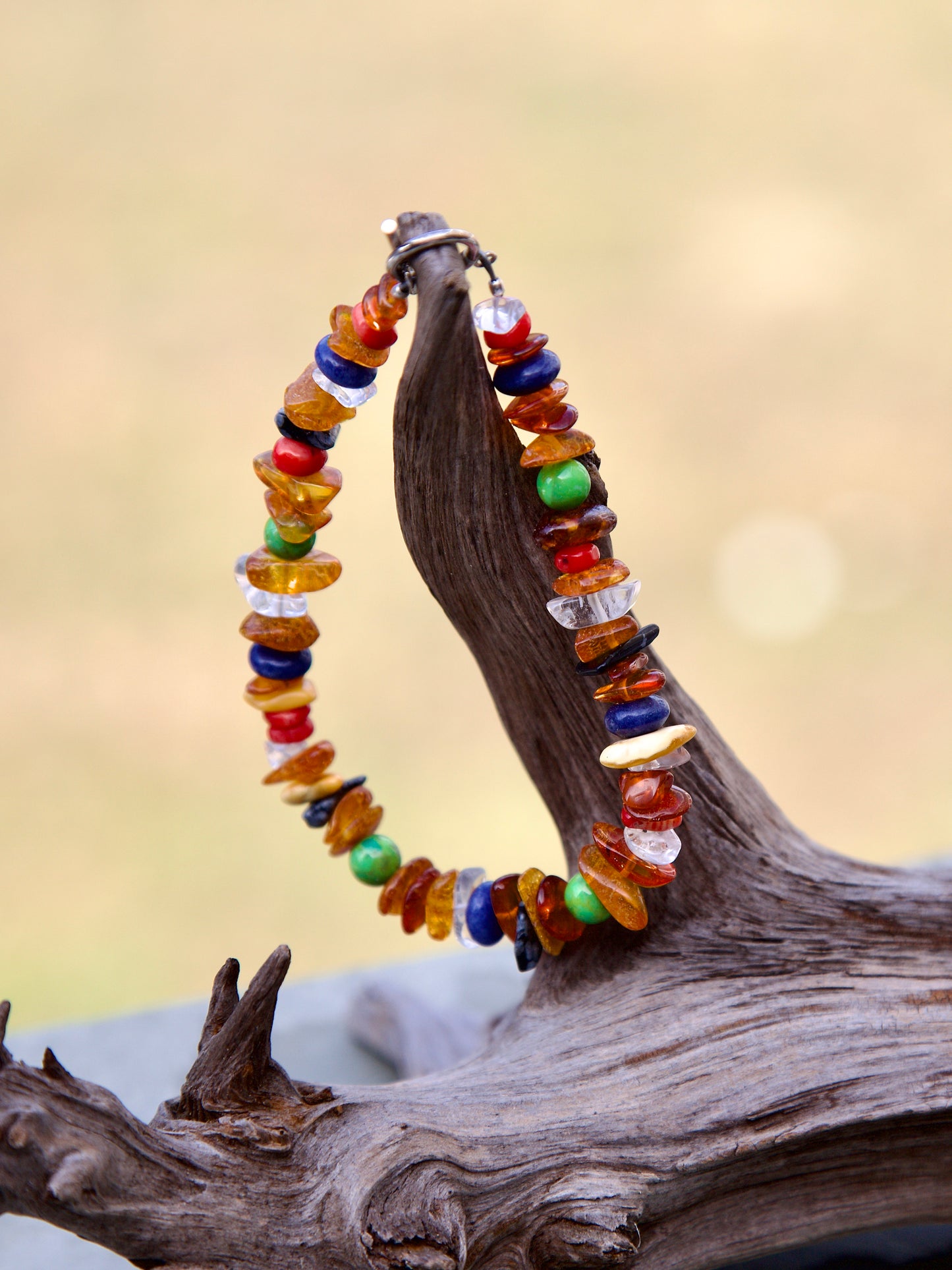 Multi-Stone and Sterling Silver Bracelet to fit up to a 7.5 inch wrist