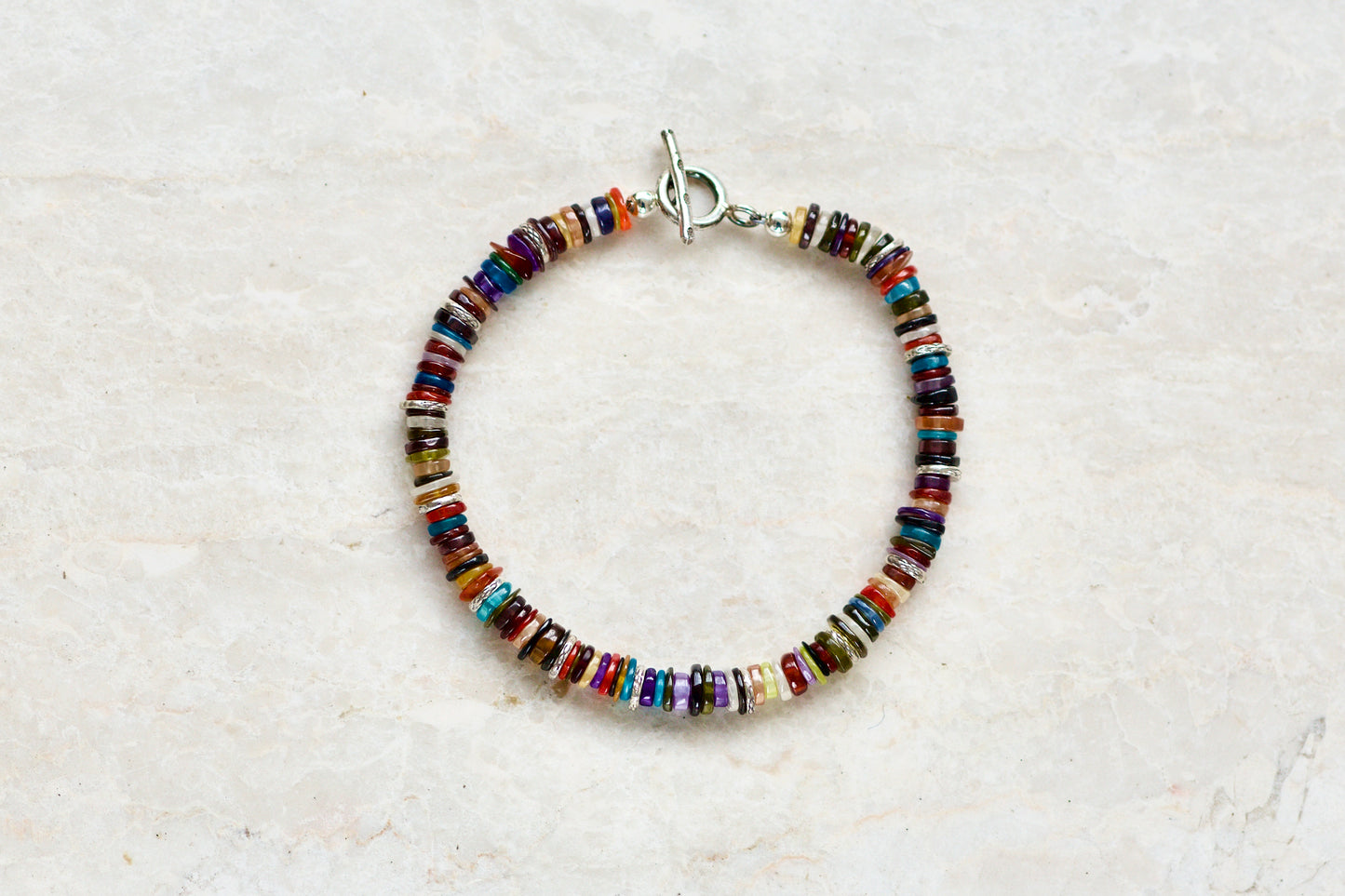 Zircon, Thai and Sterling Silver Bracelet to fit up to a 7.25 inch wrist