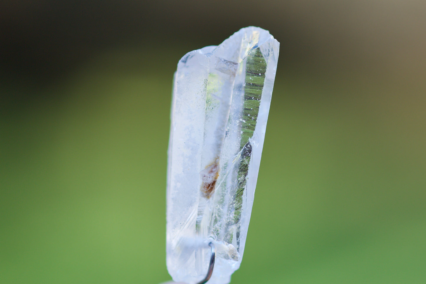 Turquoise, Twin Quartz Warior Crystal with Growth Interference and Mineral Coating, and Sterling Silver Double-sided Pendulum