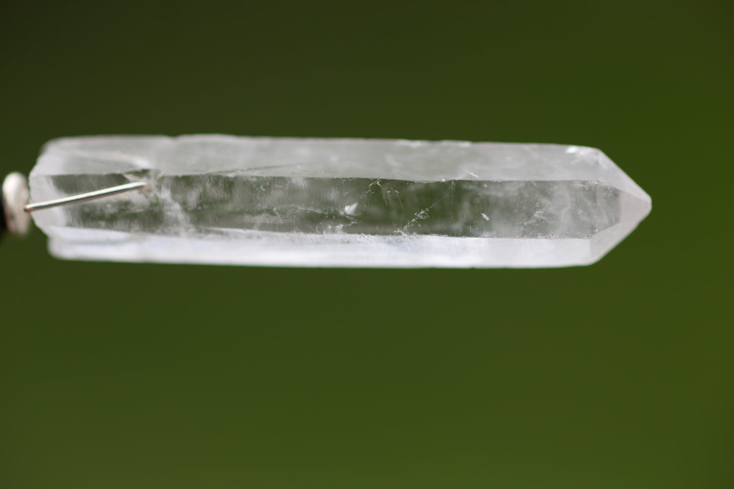 Green Fluorite, Blue Tiger Eye, Single Termination Clear Quartz Crystal, and Sterling Silver Double-sided Pendulum